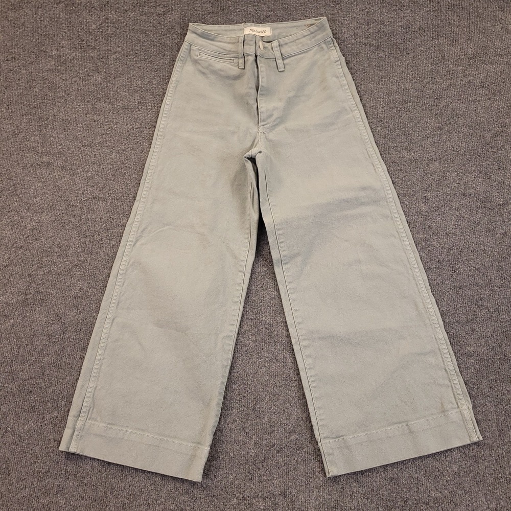 Madewell Emmett Wide Leg Crop Jeans Womens Sz 23 (25x25) Green Mid Rise Stretch